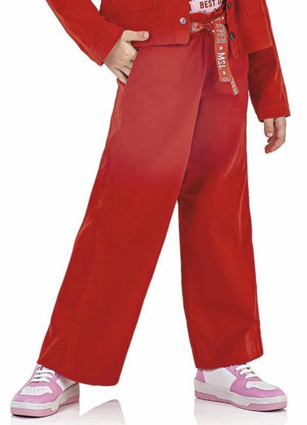 Calça Wide Leg Infantil Feminina Vermelho