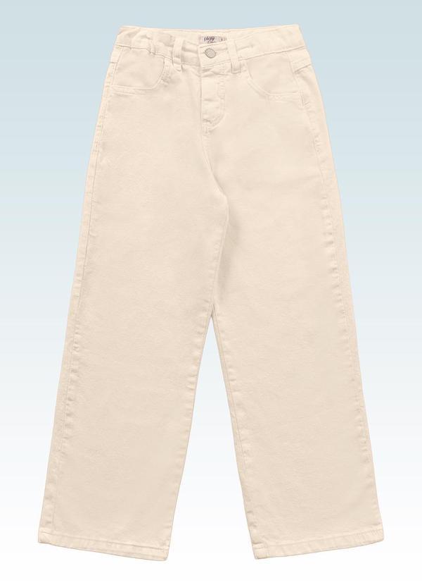 Calça Wide Leg Sarja Bege