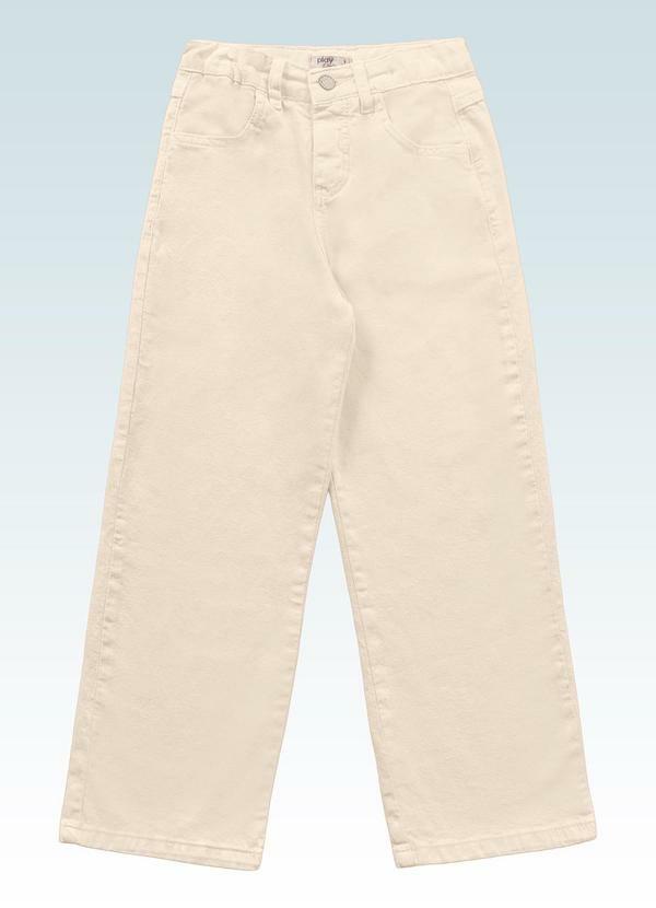 Calça Wide Leg Sarja Bege