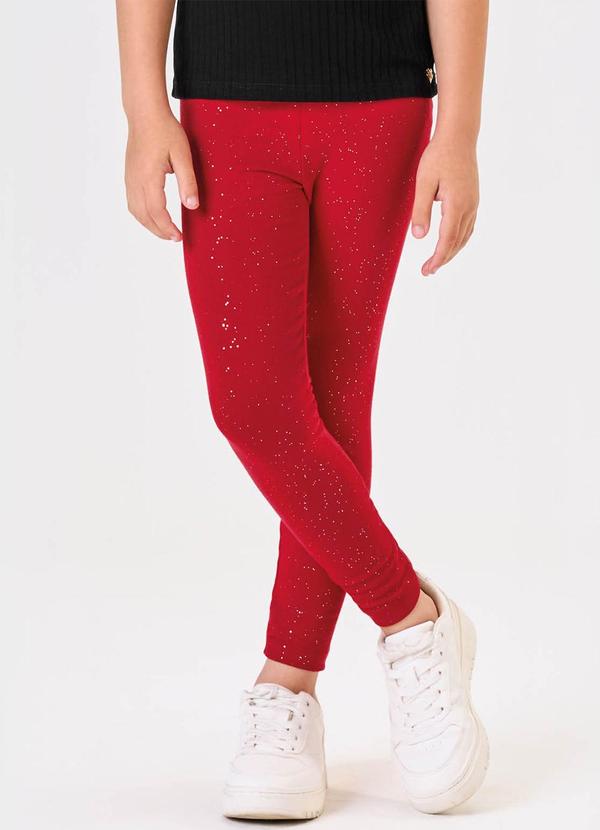 Vista 2 Legging Infantil Cotton Glitter Vermelho Trick Nick Trick Nick
