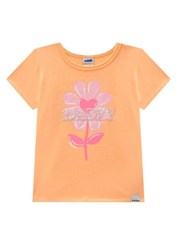 Blusa Menina em Meia Malha Penteada Laranja