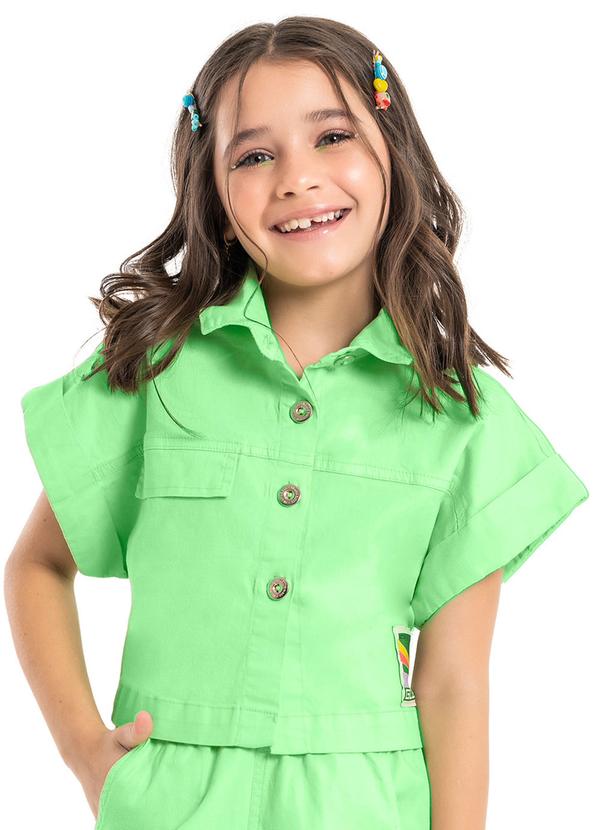Camisa Cropped em Sarja Verde