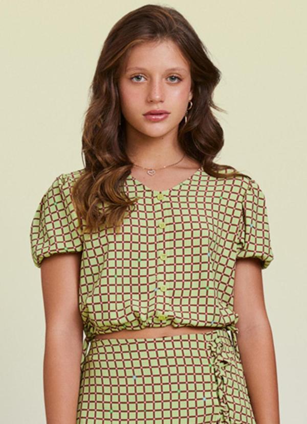 Camisa Cropped Xadrez Verde