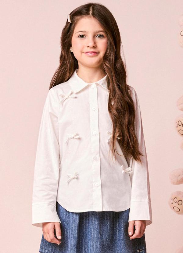 Camisa Infantil de Manga Longa com Lacinhos