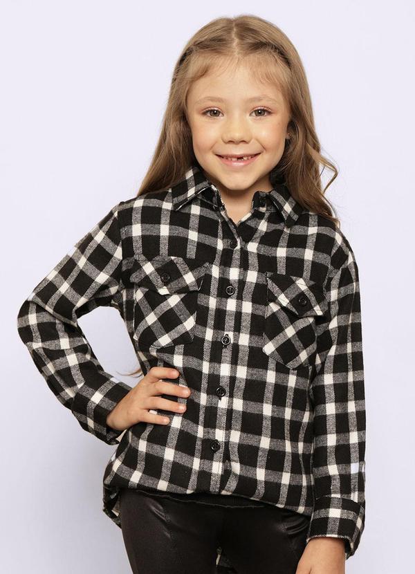 Camisa Infantil Flanelada Xadrez Preta