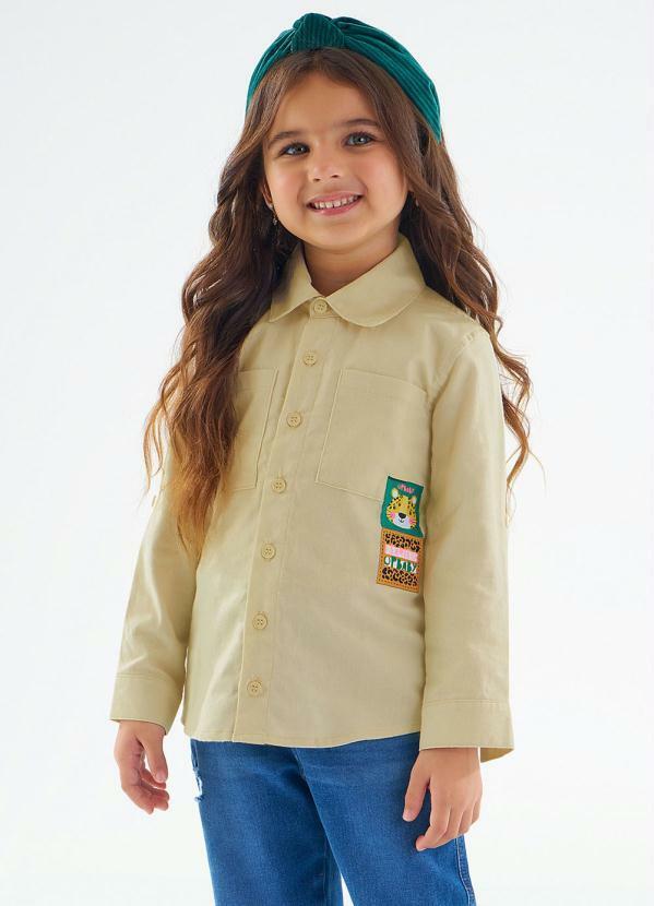 Vista 2 Camisa Infantil Menina em Tecido Bege Up Baby Up Baby