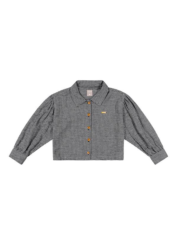 Camisa Infantil Menina Flanela Xadrez Preto