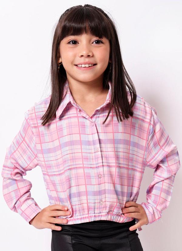 Camisa Infantil Viscose Berry & Co. Xadrez Rosa