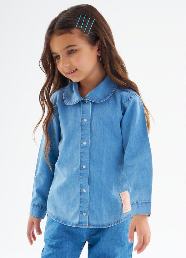 Vista 2 Camisa Jeans Infantil Menina Azul