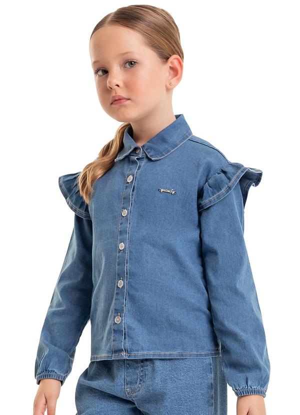 Vista 2 Camisa Jeans Infantil Menina Azul Quimby Quimby
