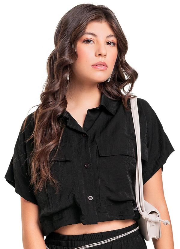 Vista 2 Camisa Manga Curta Juvenil Preto Gloss Gloss
