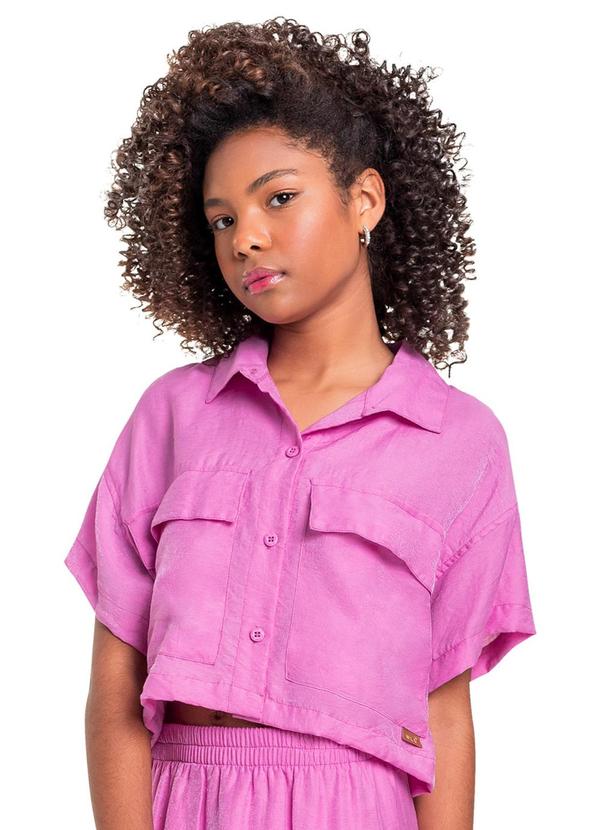 Vista 2 Camisa Manga Curta Juvenil Rosa Gloss Gloss