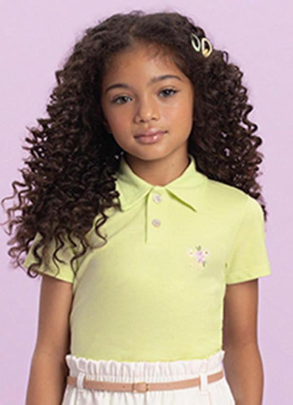 Vista 2 Camisa Menina Polo em Piquet Verde Milli E Nina Milli E Nina