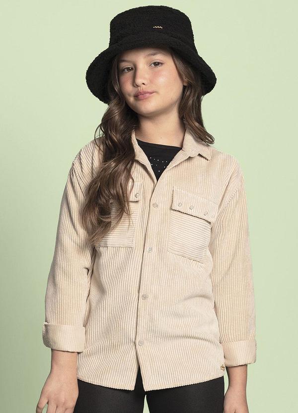 Camisa Menina Veludo Cotelê Bege