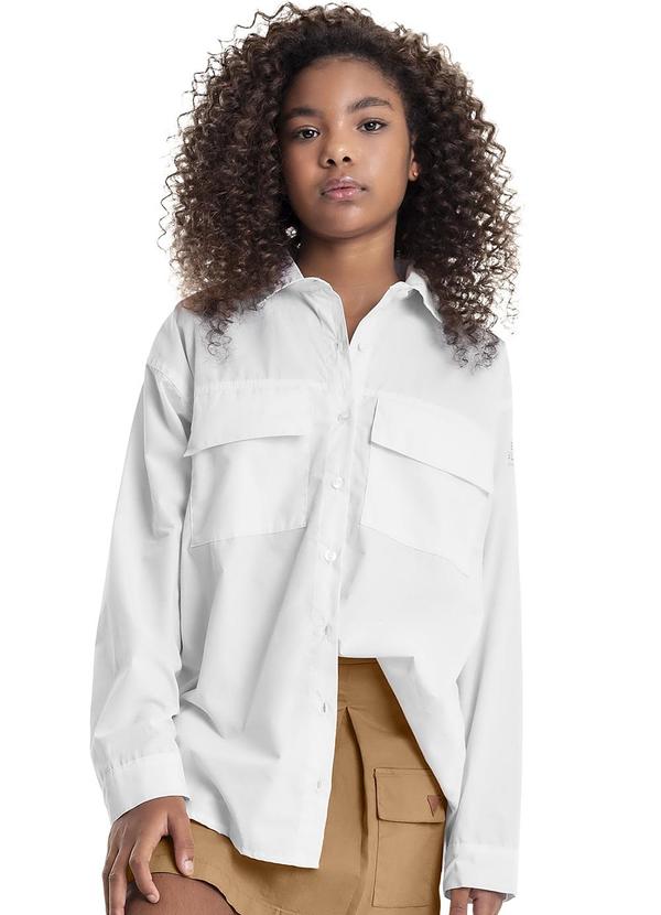 Camisa Oversize em Tricoline Juvenil Branco