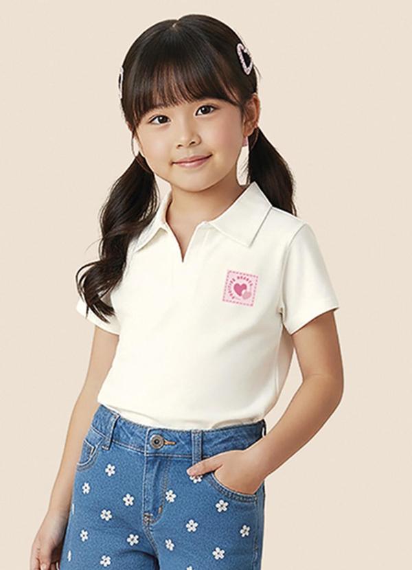 Camisa Polo Positive Hearts Off White