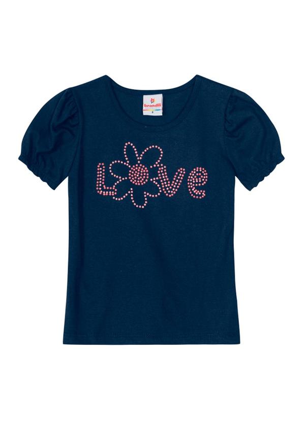 Vista 2 Blusa Infantil Menina em Malha Azul Brandili Brandili