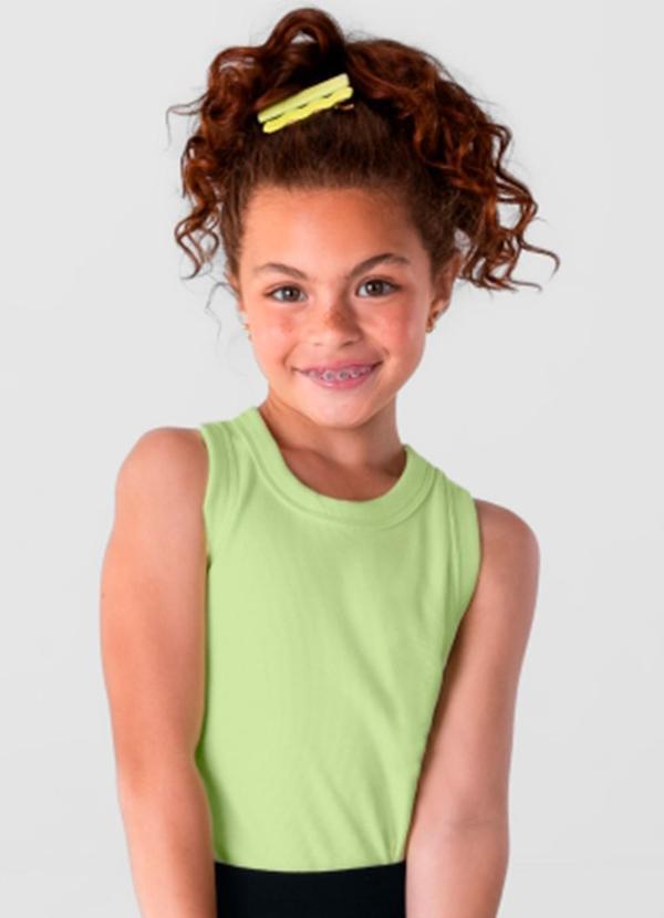 Vista 2 Blusa Regata Básica Menina de Ribana Verde Brandili Brandili