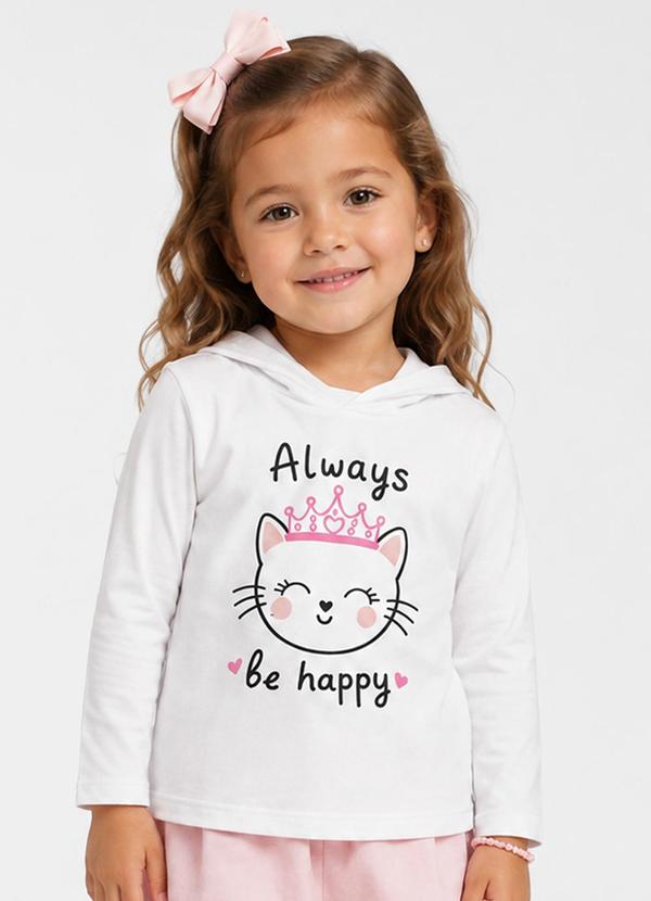 Blusão com Capuz Infantil Feminino Branco