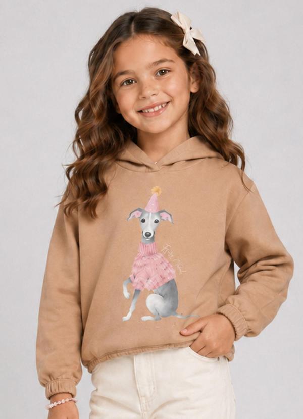 Blusão com Capuz Infantil Feminino Marrom