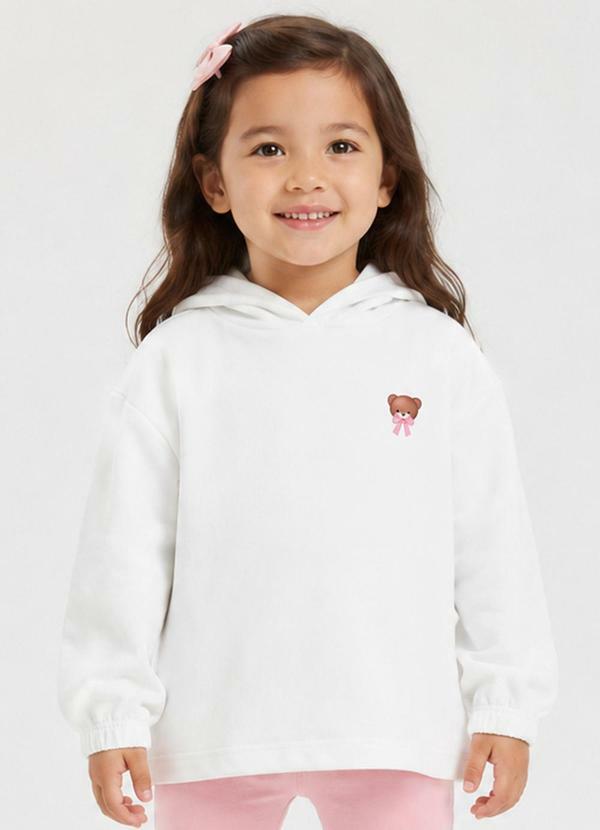 Blusão com Capuz Infantil Feminino Moletom Branco