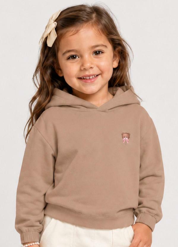 Blusão com Capuz Infantil Feminino Moletom Marrom