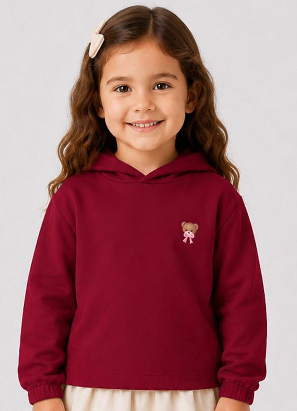 Blusão com Capuz Infantil Feminino Moletom Vermel