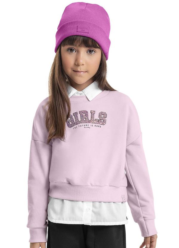 Vista 2 Blusão Cropped em Moletom Infantil Roxo Quimby Quimby
