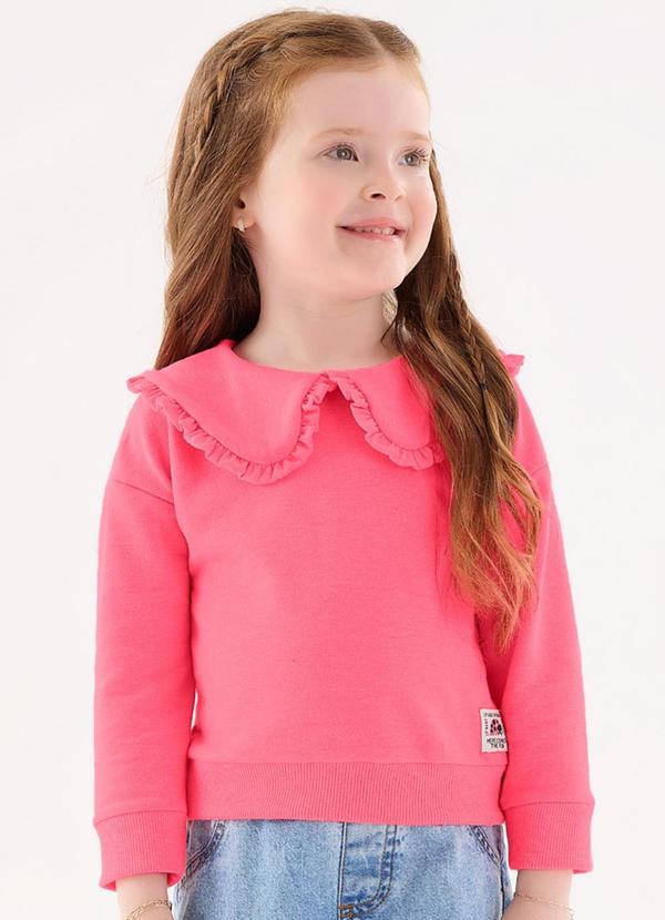 Vista 2 Blusão em Moletom Infantil Menina Rosa Up Baby Up Baby