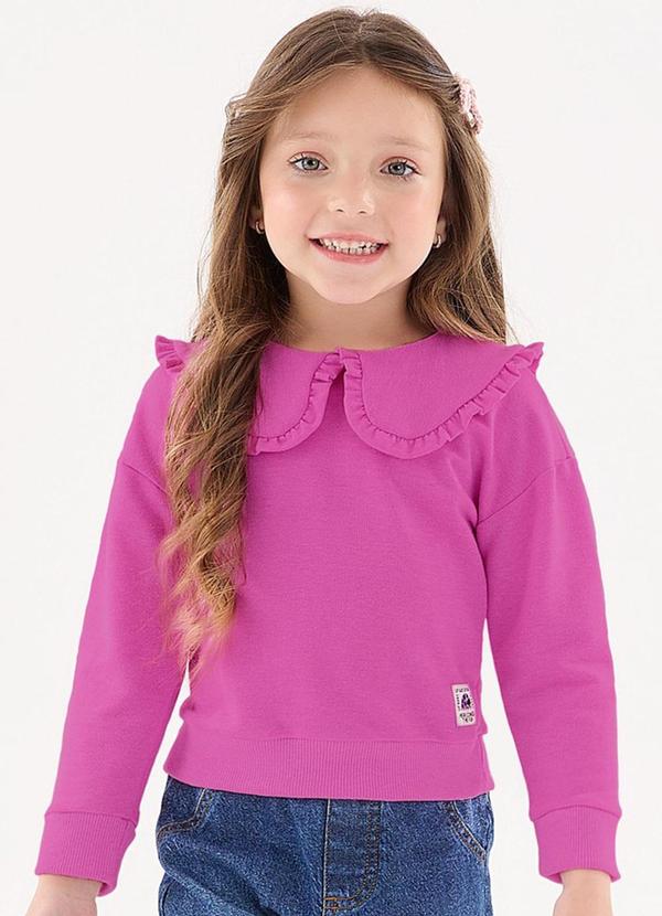 Vista 2 Blusão em Moletom Infantil Menina Roxo Up Baby Up Baby