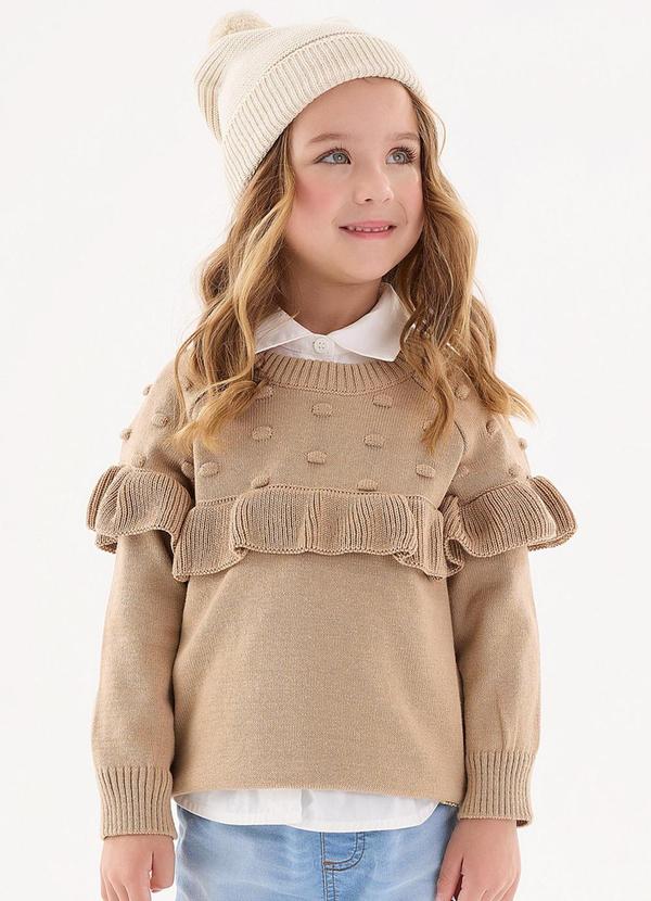 Blusão em Tricô Infantil Menina Off White