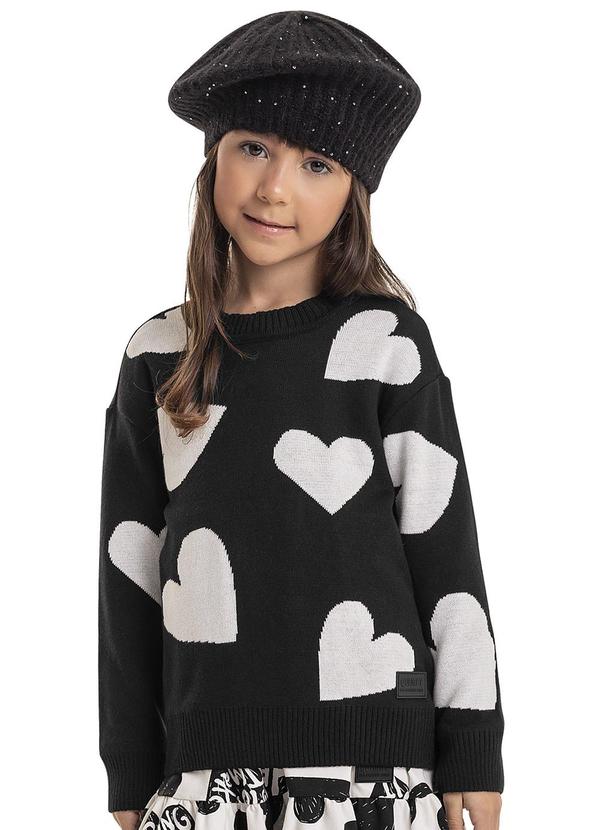 Vista 2 Blusão em Tricô Infantil Menina Preto Quimby Quimby