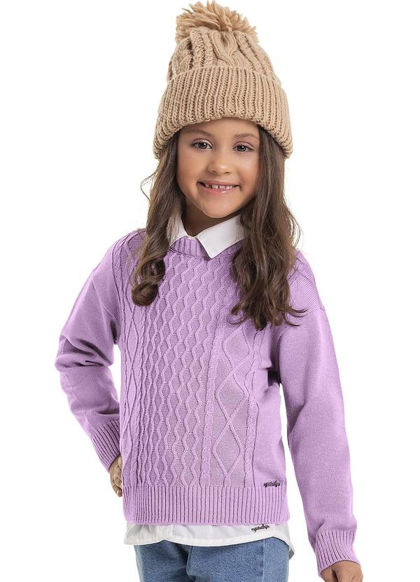 Vista 2 Blusão em Tricô Infantil Menina Roxo Quimby Quimby