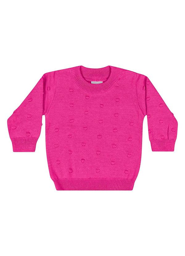 Blusão em Tricô para Bebê Menina Rosa