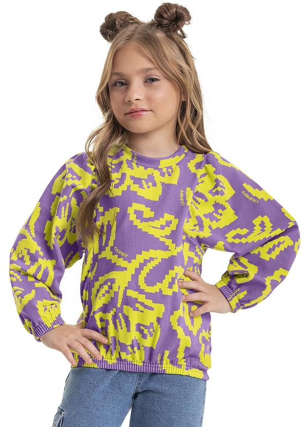 Vista 2 Blusão Estampado Infantil Menina Roxo Quimby Quimby