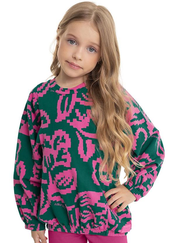 Vista 2 Blusão Estampado Infantil Menina Verde Quimby Quimby