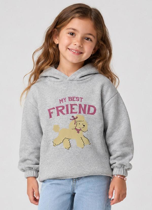 Blusão Feminino Infantil com Estampa Cinza