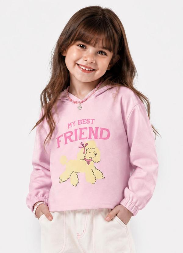 Blusão Feminino Infantil com Estampa Rosa