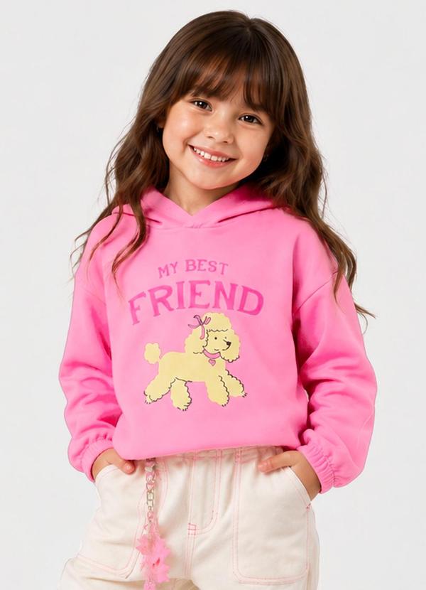 Blusão Feminino Infantil com Estampa Rosa