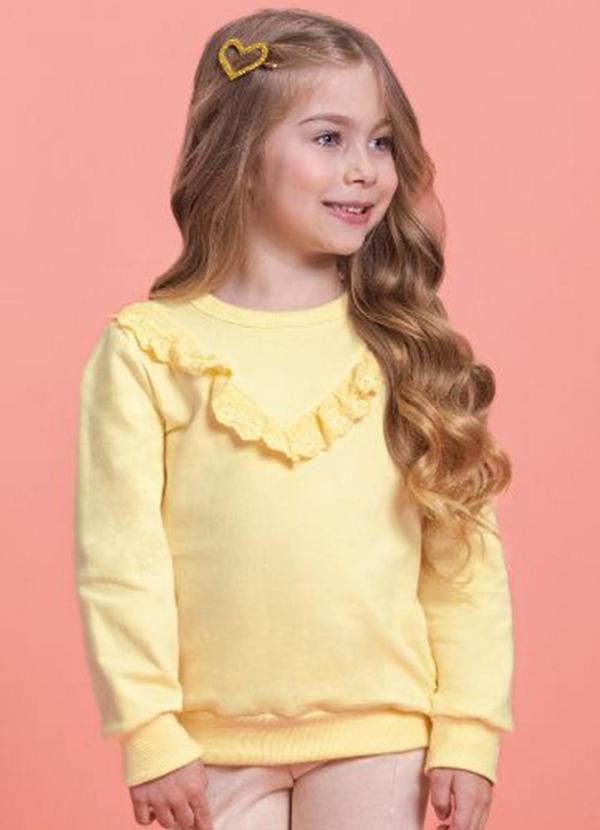 Vista 2 Blusão Infantil em Molecotton Felpado Amarelo Milli E Nina Milli E Nina