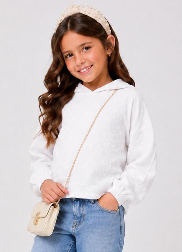 Blusão Infantil Feminino com Capuz Branco