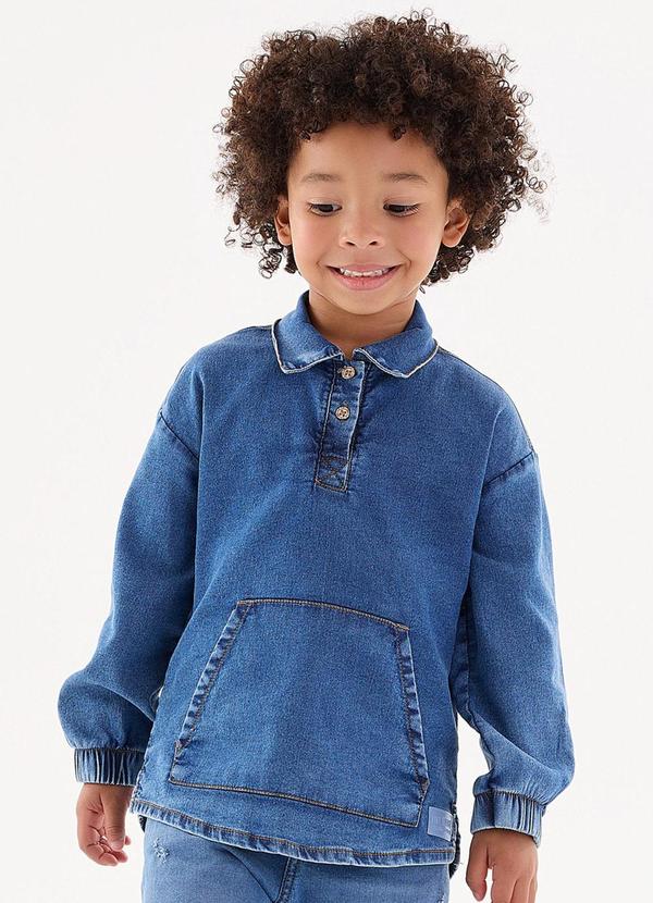 Vista 2 Blusão Jeans Infantil Unissex Azul Up Baby Up Baby
