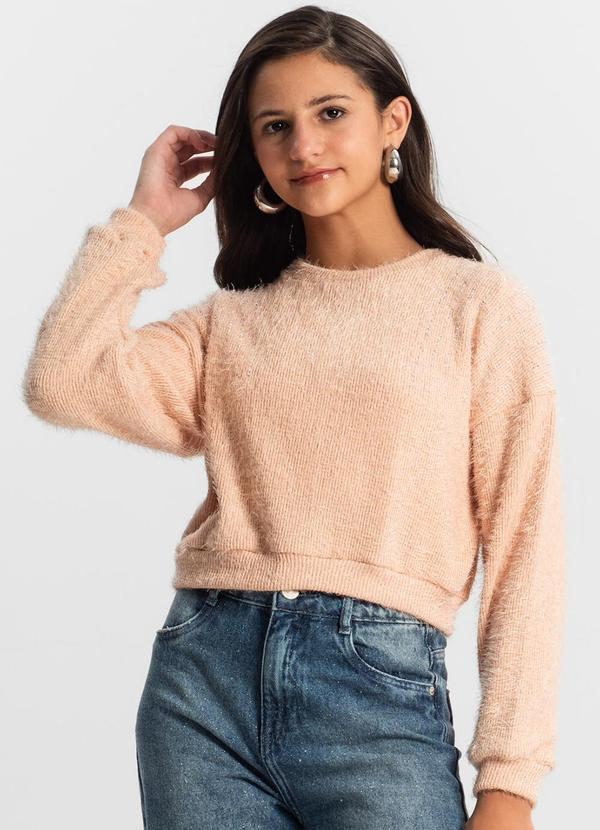 Blusão Juvenil Feminino em Tricot Rosa