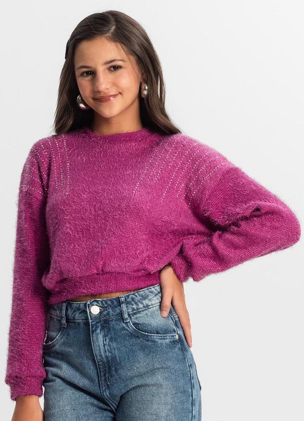 Blusão Juvenil Feminino em Tricot Roxo