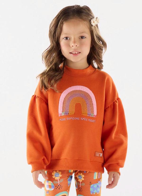 Vista 2 Blusão para Menina em Moletom Laranja Up Baby Up Baby