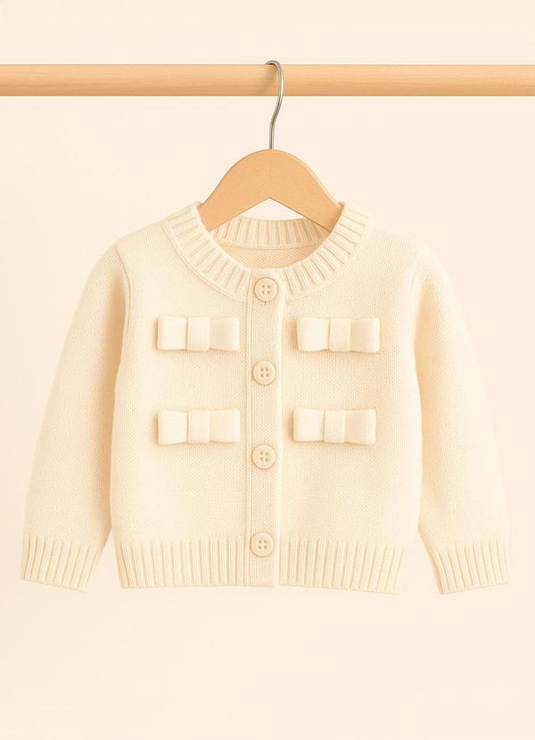 Vista 2 Cardigan Infantil com Laços Off Anadoda Anadoda