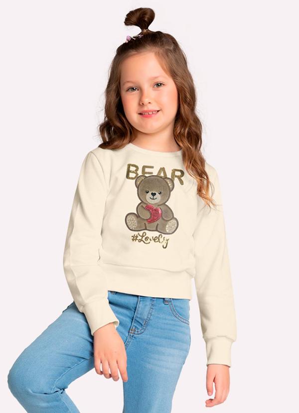 Casaco Cropped Infantil Menina Bordado Bege
