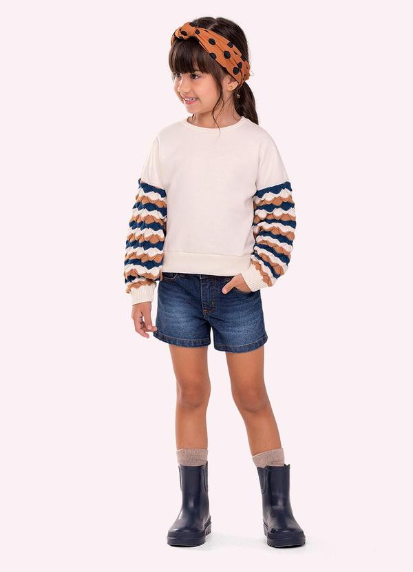 Casaco Cropped Infantil Menina em Tricô Branco