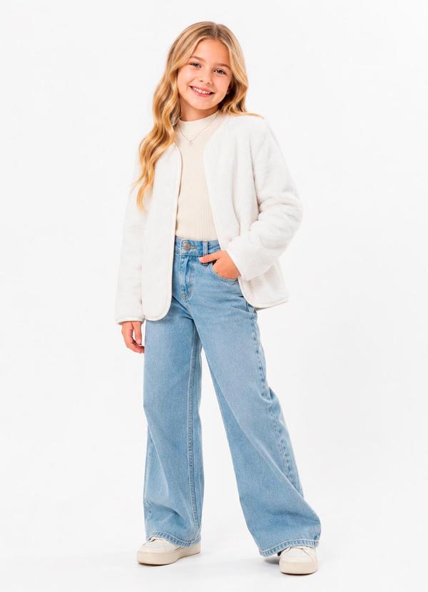 Casaco de Pelo Infantil para Meninas Off White