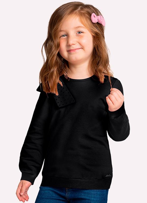 Vista 2 Casaco Infantil Menina com Laço Preto Milon Milon